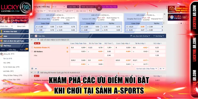 Khám phá các ưu điểm nổi bật khi chơi tại sảnh A-Sports